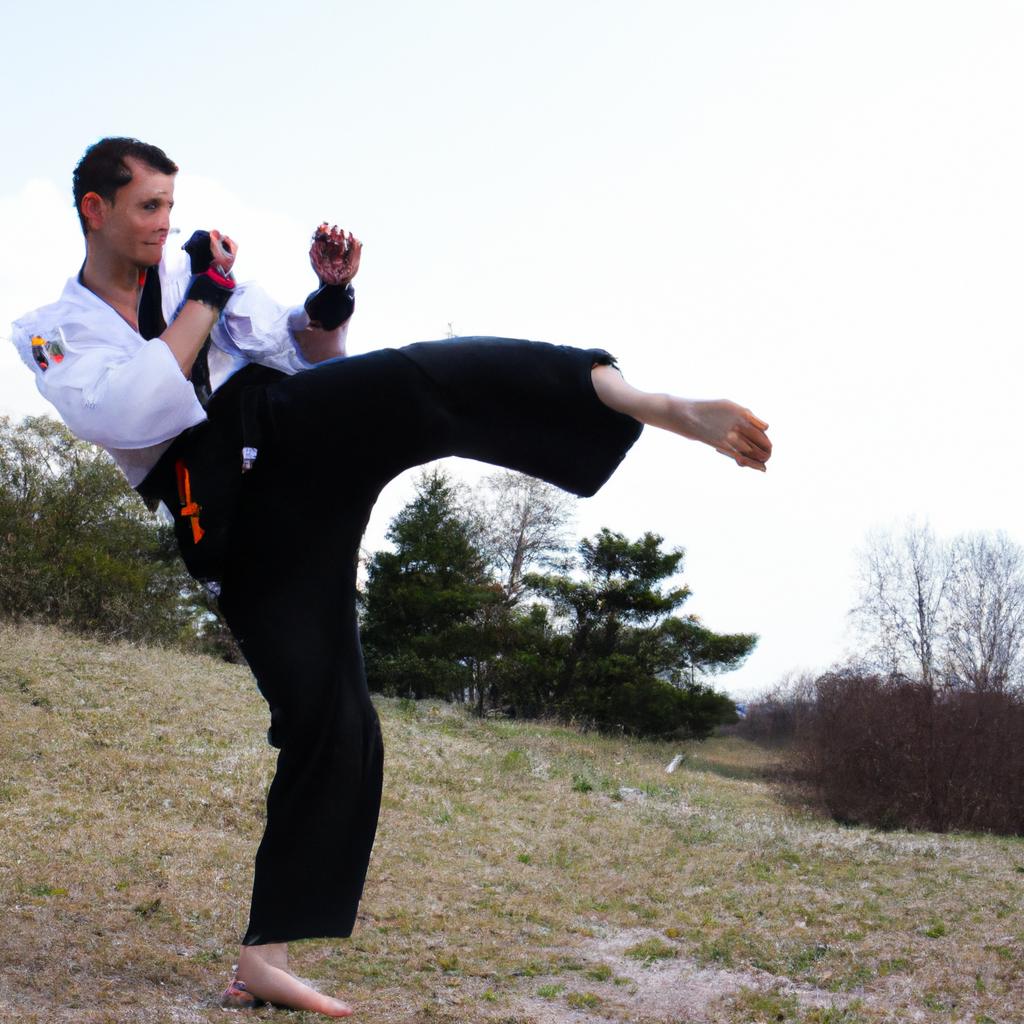 Man practicing MMA and Taekwondo