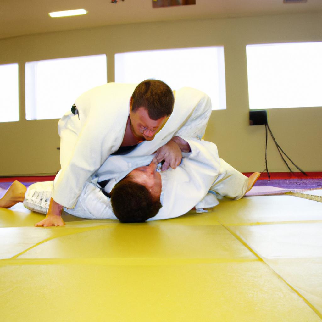 Person executing judo groundwork techniques