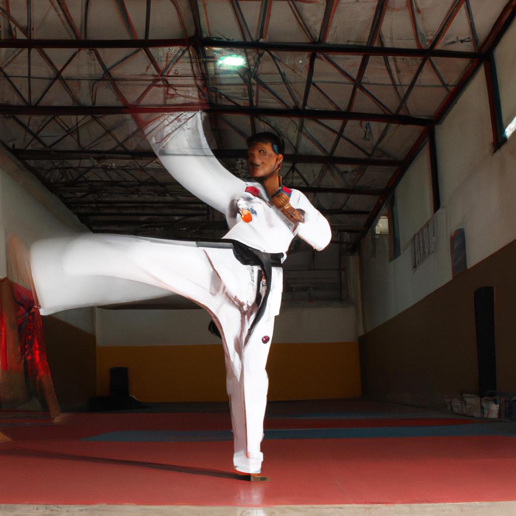 Person performing Taekwondo techniques