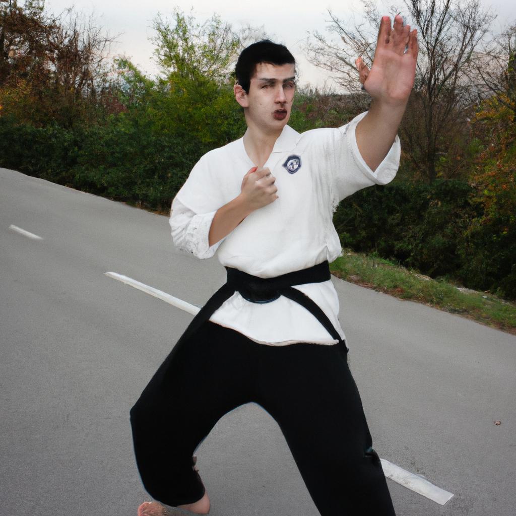 Man practicing karate techniques, MMA