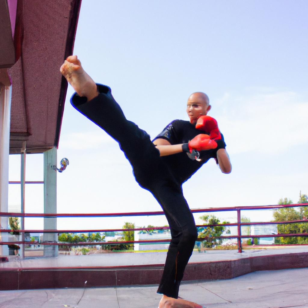 Muay Thai practitioner executing powerful kick